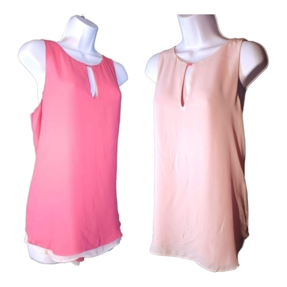 REVERSIBLE Sleeveless Tunic Blouse Pink / White